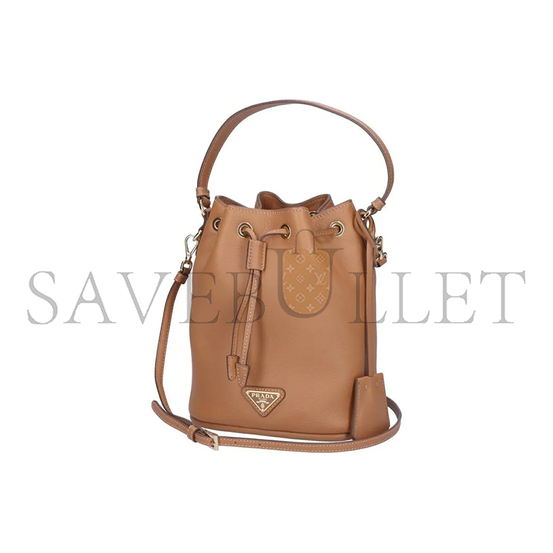 Pra*a calfskin leather bucket bag 1be067 (19.5*15.5*10cm)